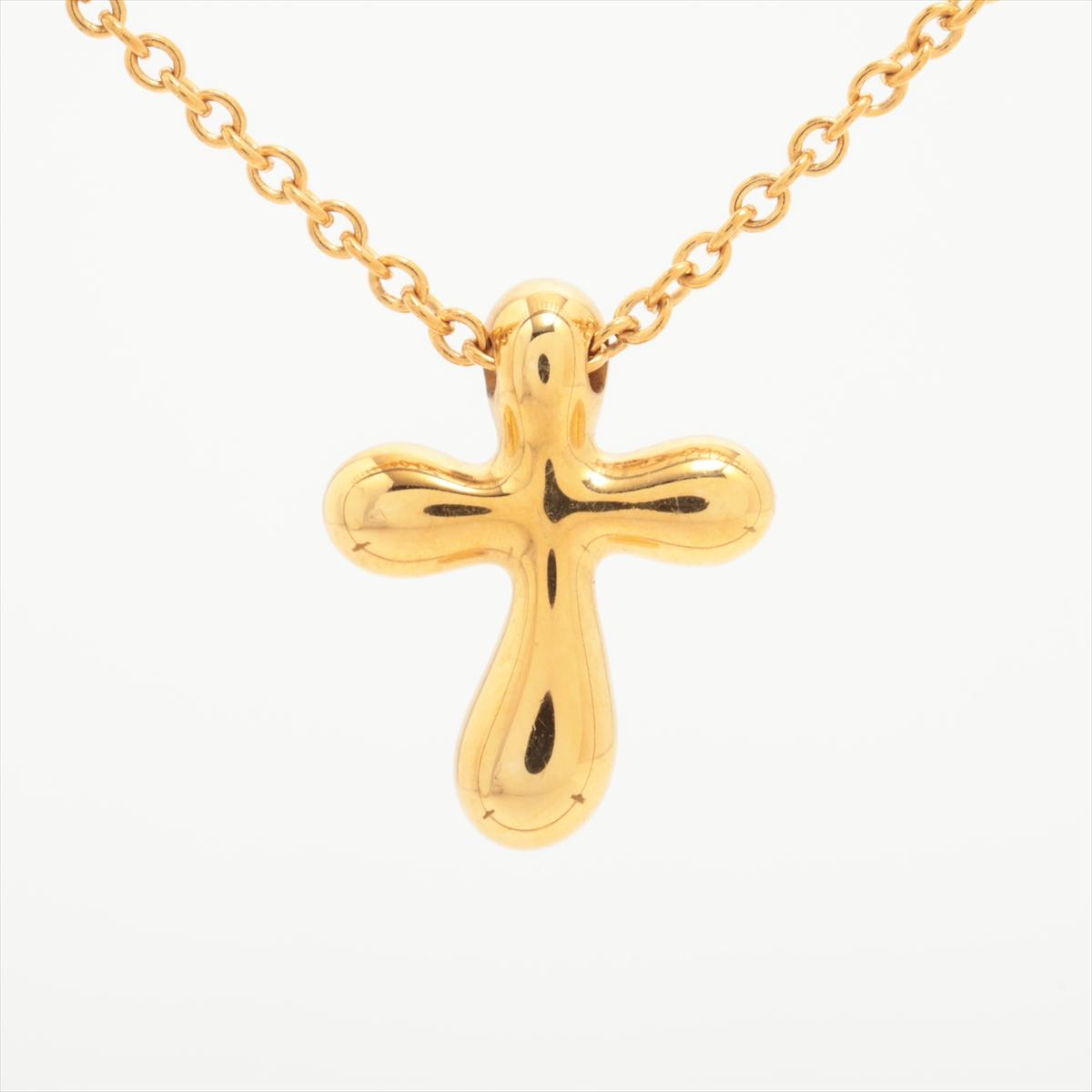 Tiffany & Co. 18k Gold Chain and Cross Pendant Necklace. 750 Yellow Crucifix