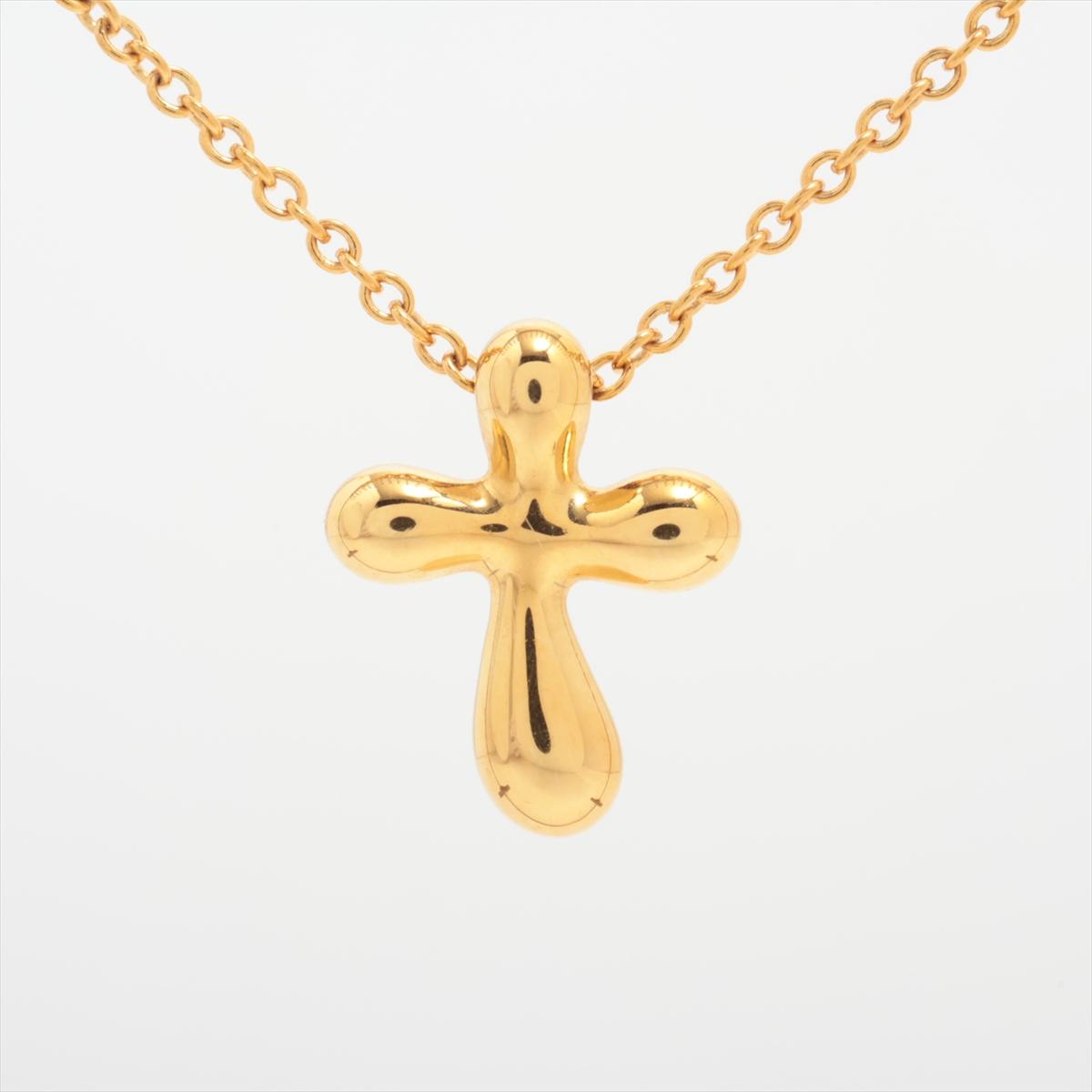 Tiffany & Co. 18k Gold Chain and Cross Pendant Necklace. 750 Yellow Crucifix