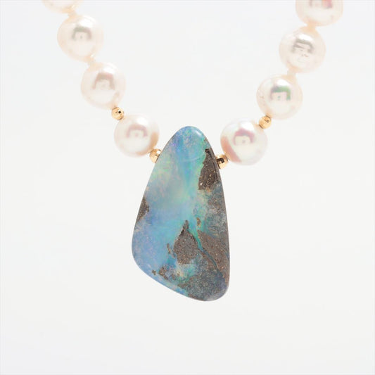 Boulder Opal Pendant. Pearl Necklace with Natural Boulder Opal pendant. Stunning