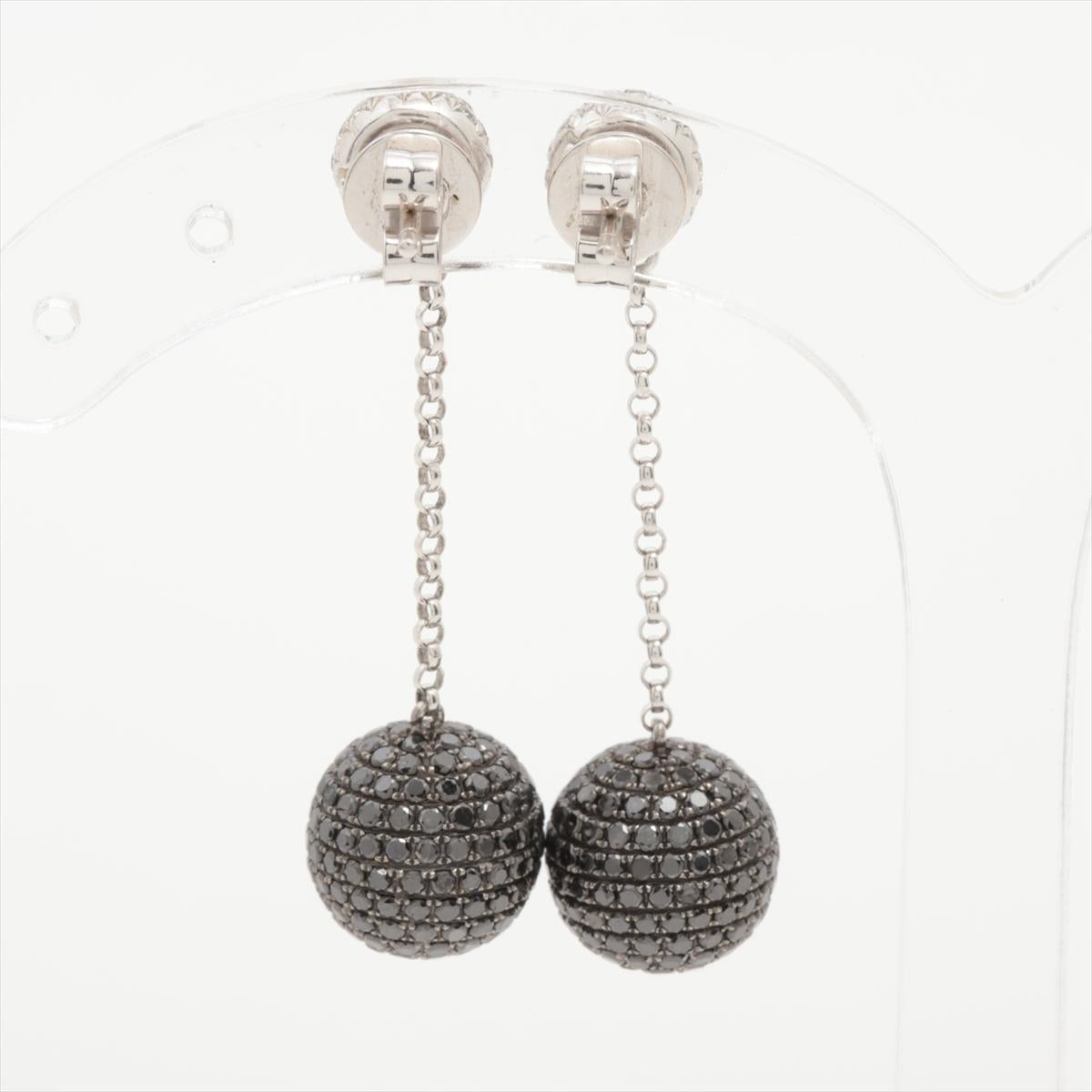 18k Diamond Pave Cluster Earrings. Black Diamond Disco Balls dangle earrings.