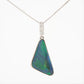 Black Opal Diamond Pendant. PT900 Platinum Opal Diamond Dangle Pendant Necklace.