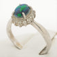Black Opal Diamond Ring. PT900 Platinum Opal Diamond Halo Solitaire Ring Band.