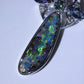 Boulder Opal Sapphire Pendant. 18k White Gold Opal Diamond Sapphire Necklace.