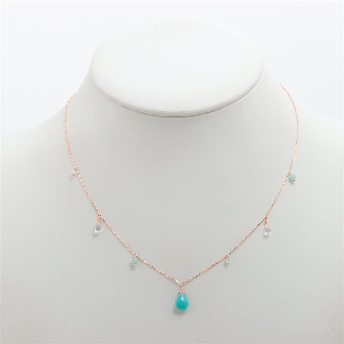 10k Multi-Color Gem Necklace. Candy Quartz and Amazonite Dangle Necklace.