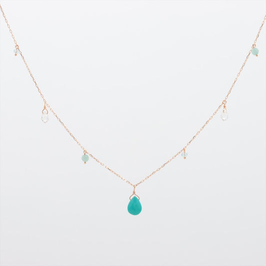 10k Multi-Color Gem Necklace. Candy Quartz and Amazonite Dangle Necklace.