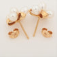 Mikimoto Earrings. 18k Yellow Gold Mikimoto Pearl Cluster Stud Pierced Earrings.