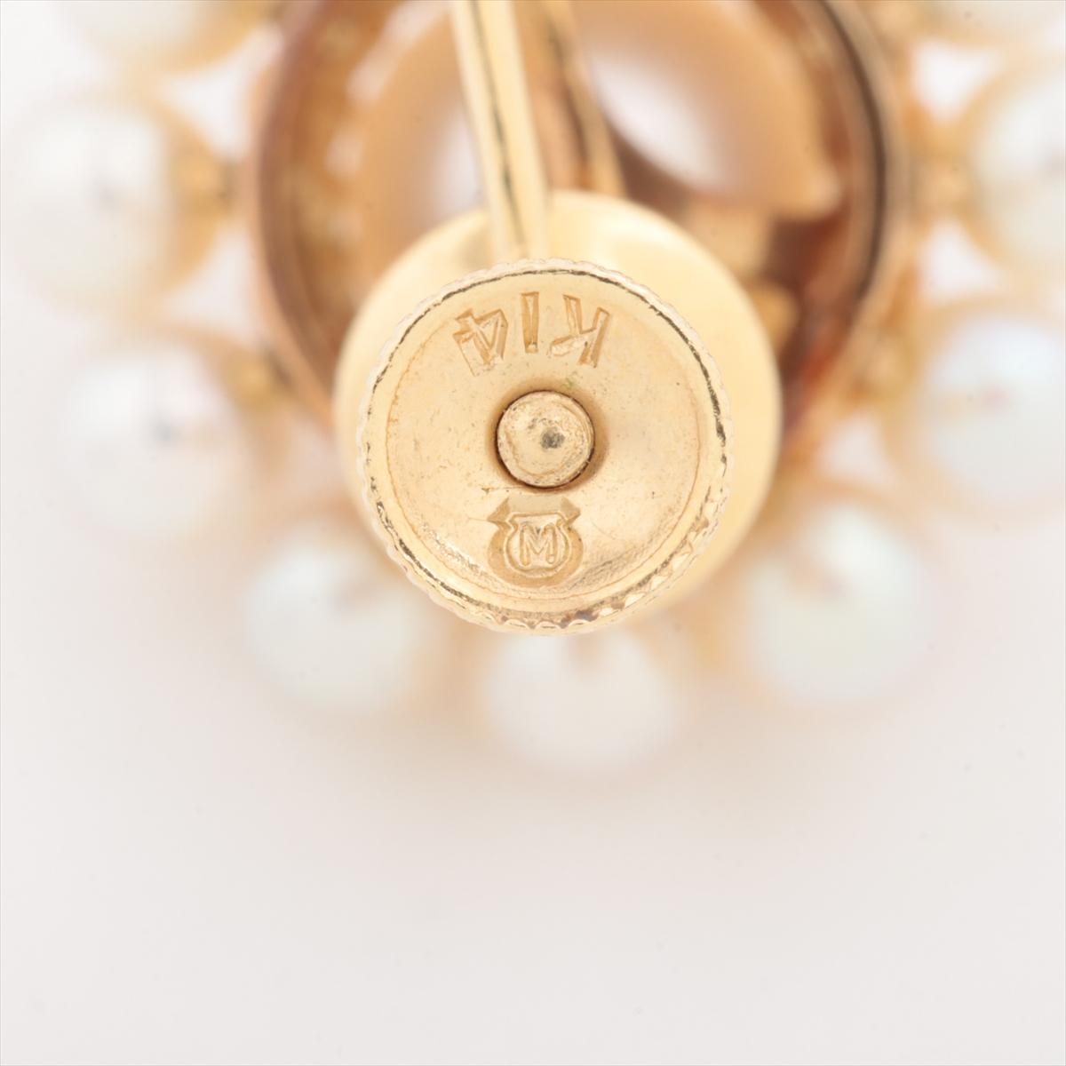 Mikimoto Earrings. 14k Gold Mikimoto Pearl HALO cluster Clip Ons. Unpierced