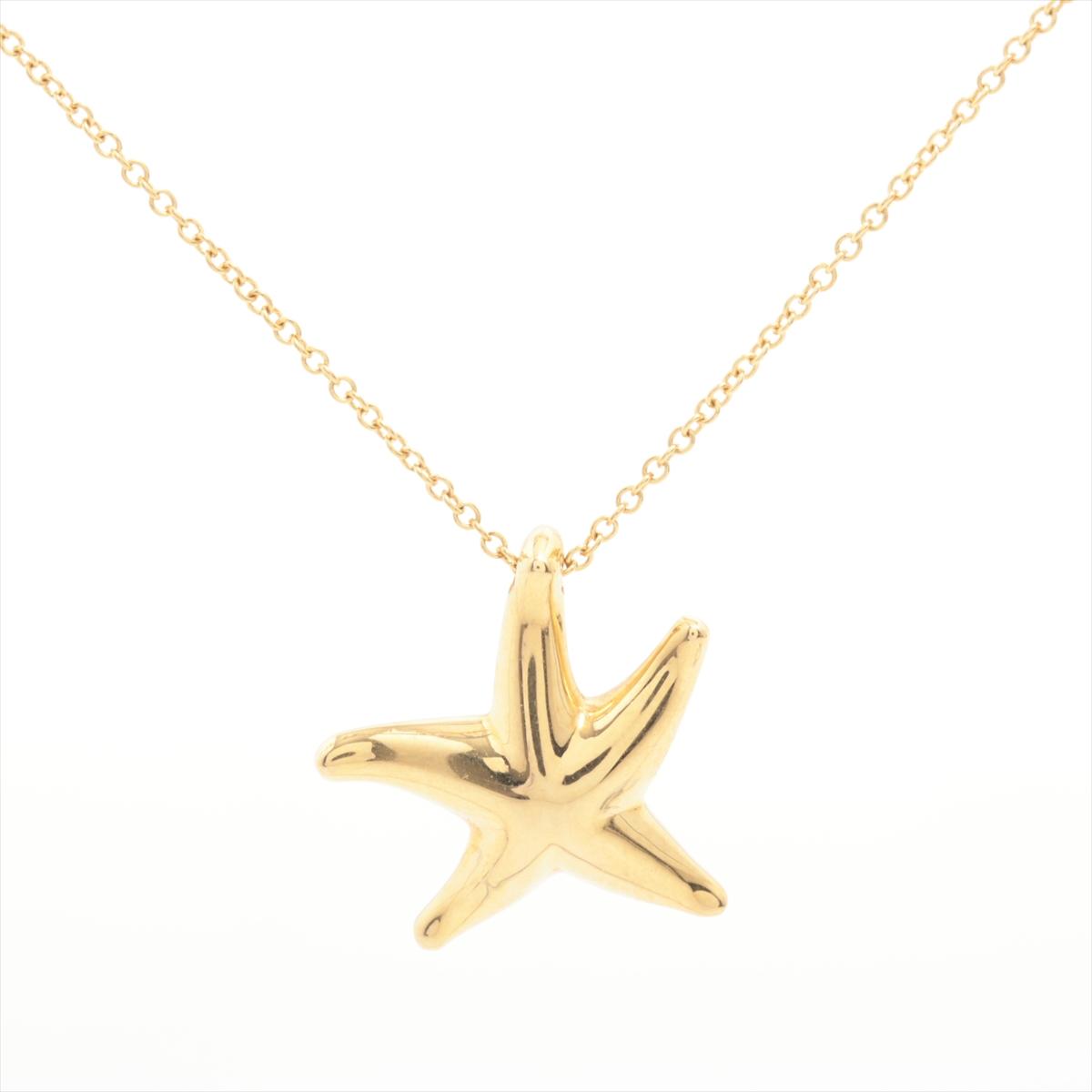 Tiffany & Co 18k Gold Chain and Star Pendant Necklace 750 Yellow Gold Star Fish