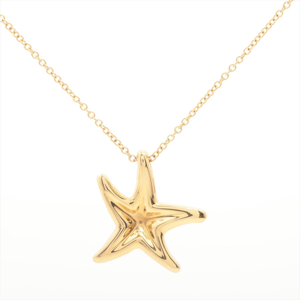 Tiffany & Co 18k Gold Chain and Star Pendant Necklace 750 Yellow Gold Star Fish