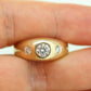 Antique 14k Triple Diamond 1ctw ring. Gypsy Diamond bezel set into Signet band.