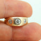 Antique 14k Triple Diamond signet ring. Gypsy Diamond bezel set into Signet band