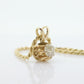 Antique Diamond solitaire pendant Buttercup setting. 14k Gold OLD Mine Diamond