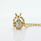 Antique Diamond solitaire pendant Buttercup setting. 14k Gold OLD Mine Diamond