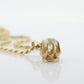 Antique Diamond solitaire pendant Buttercup setting. 14k Gold OLD Mine Diamond