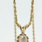 Antique Diamond solitaire pendant Buttercup setting. 14k Gold OLD Mine Diamond