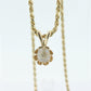 Antique Diamond solitaire pendant Buttercup setting. 14k Gold OLD Mine Diamond