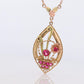 Antique Victorian Lavaliere Pendant Necklace. 10k Rose and Yellow Gold with Rubi