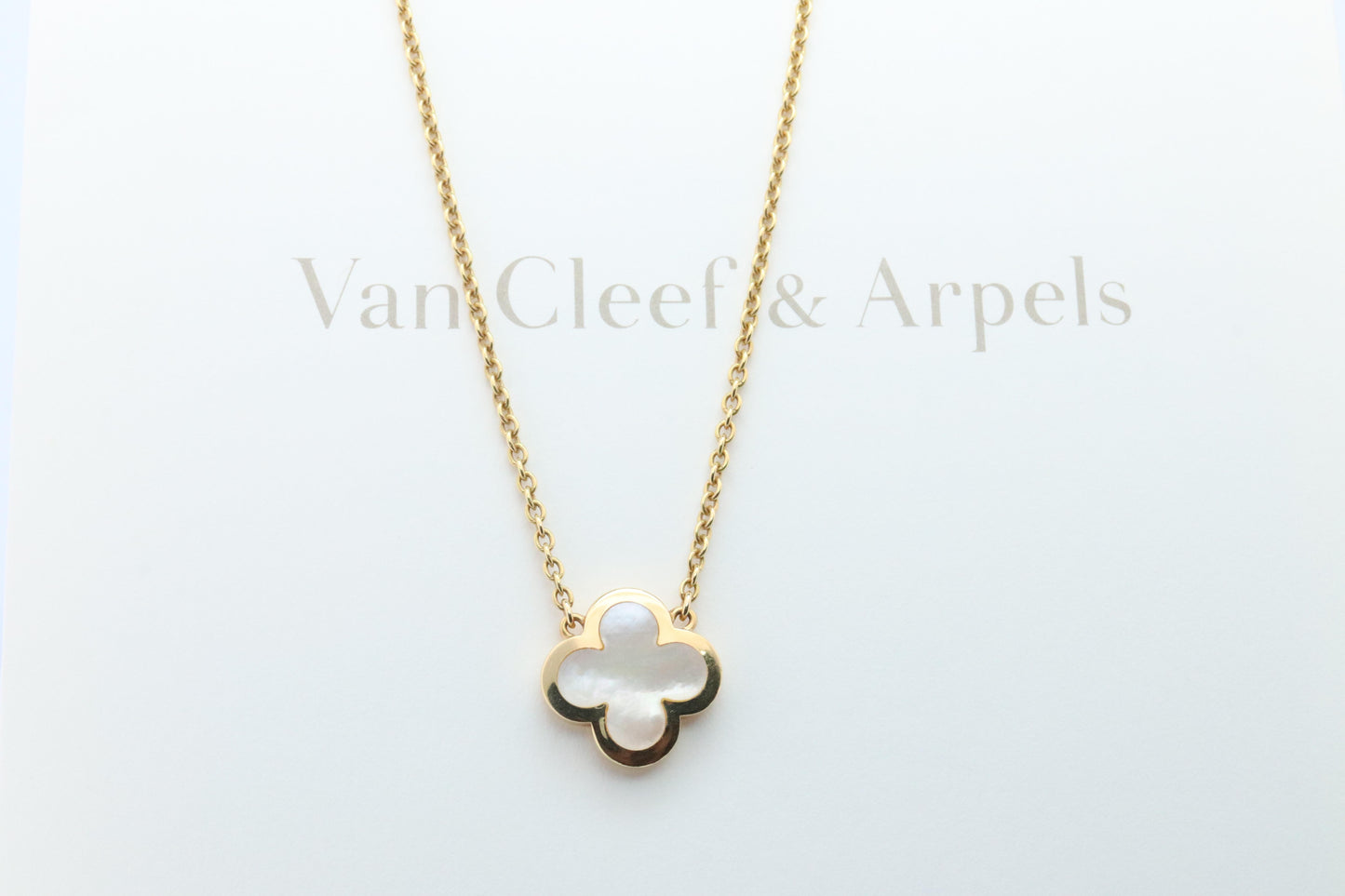 Van Cleef Arpels Pure Alhambra Necklace Genuine VCA 18k YG Vintage Shell Pendant