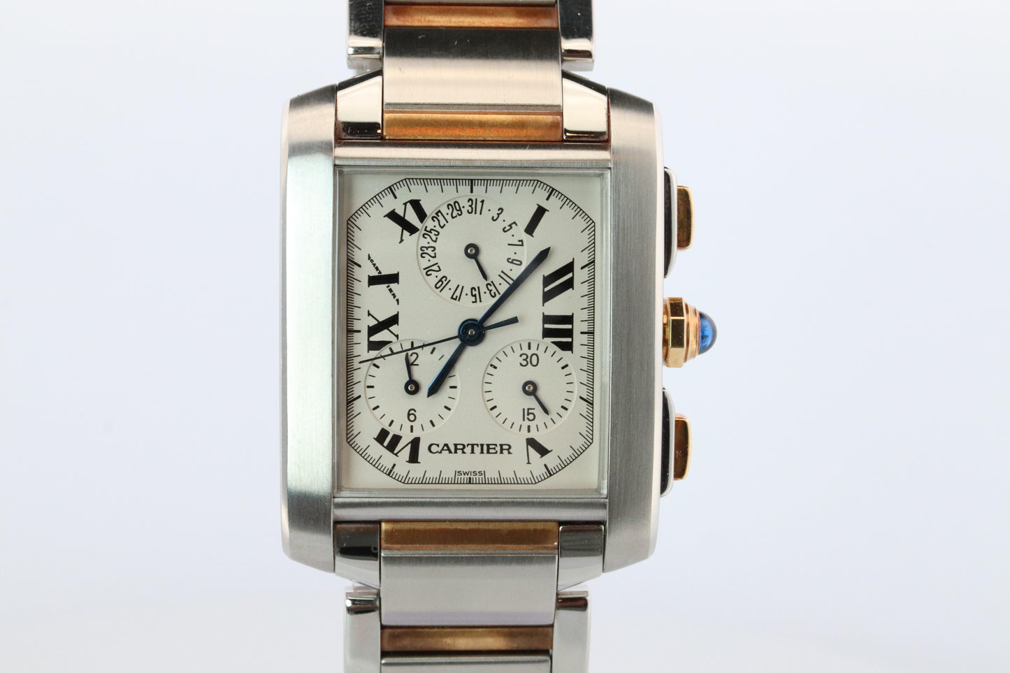 Vintage Cartier Tank Francaise Chronoflex Watch. Cartier 2303 Stainless Steel