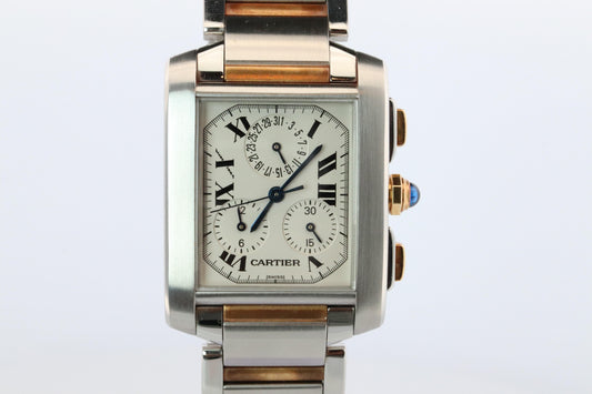 Vintage Cartier Tank Francaise Chronoflex Watch. Cartier 2303 Stainless Steel
