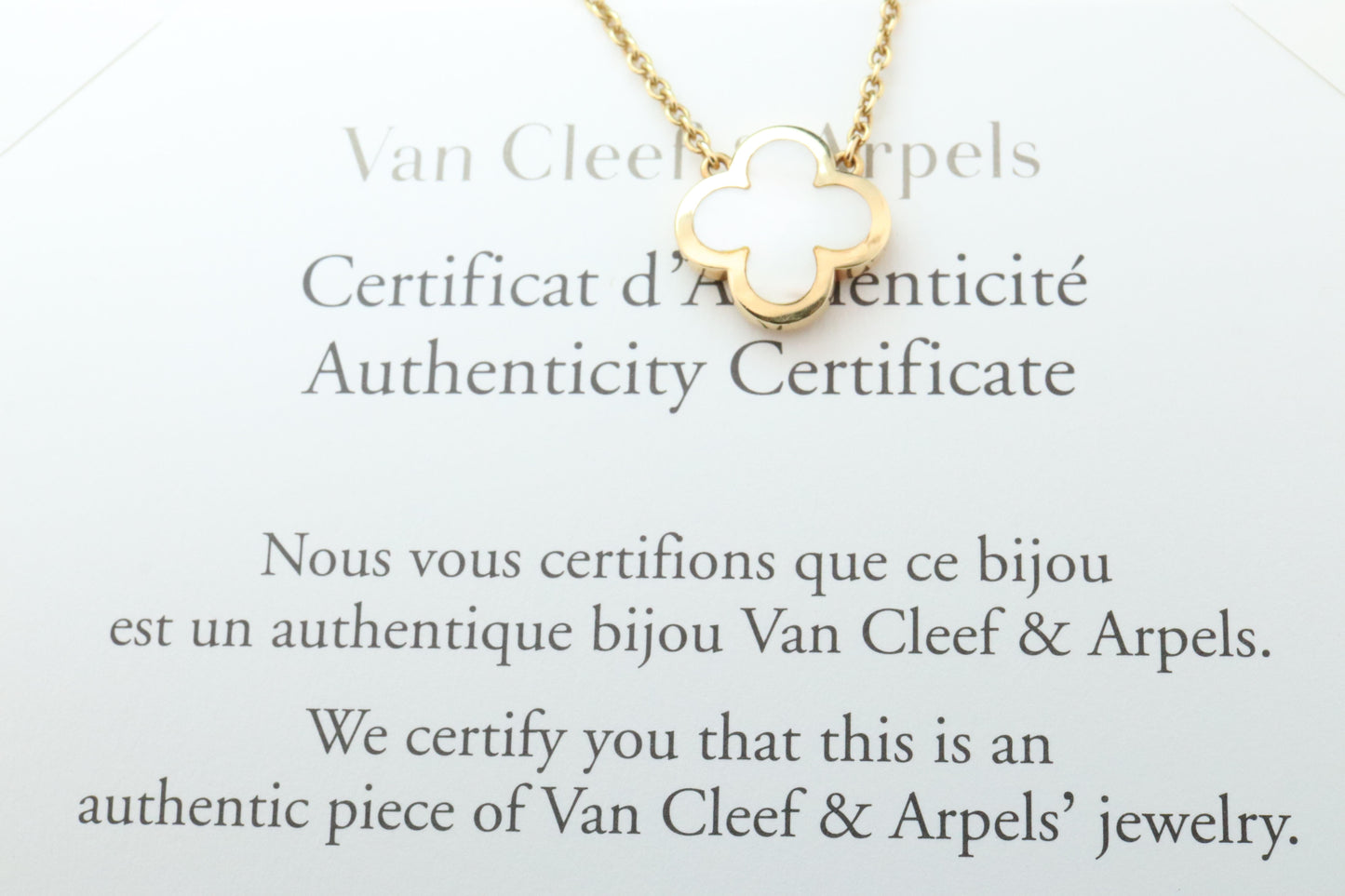 Van Cleef Arpels Pure Alhambra Necklace Genuine VCA 18k YG Vintage Shell Pendant