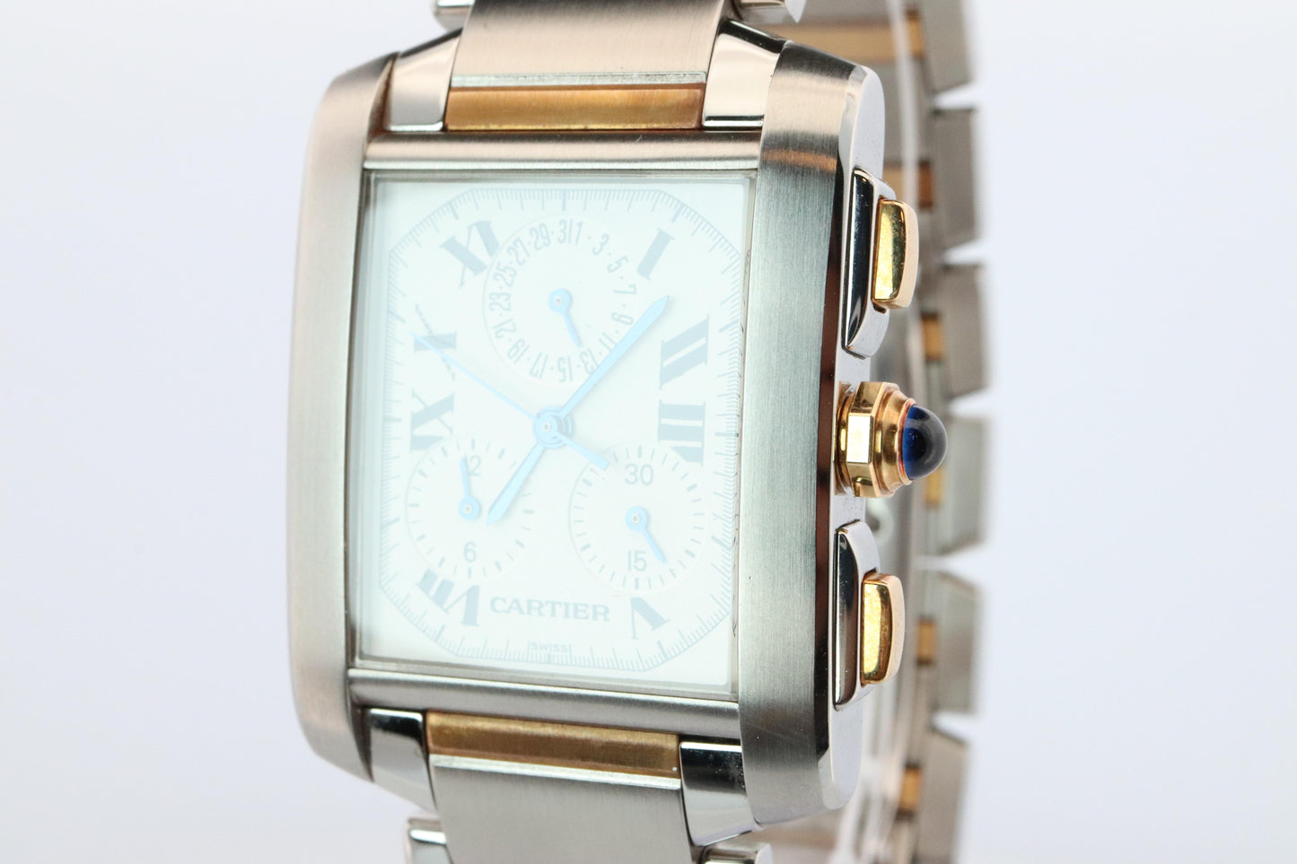 Vintage Cartier Tank Francaise Chronoflex Watch. Cartier 2303 Stainless Steel