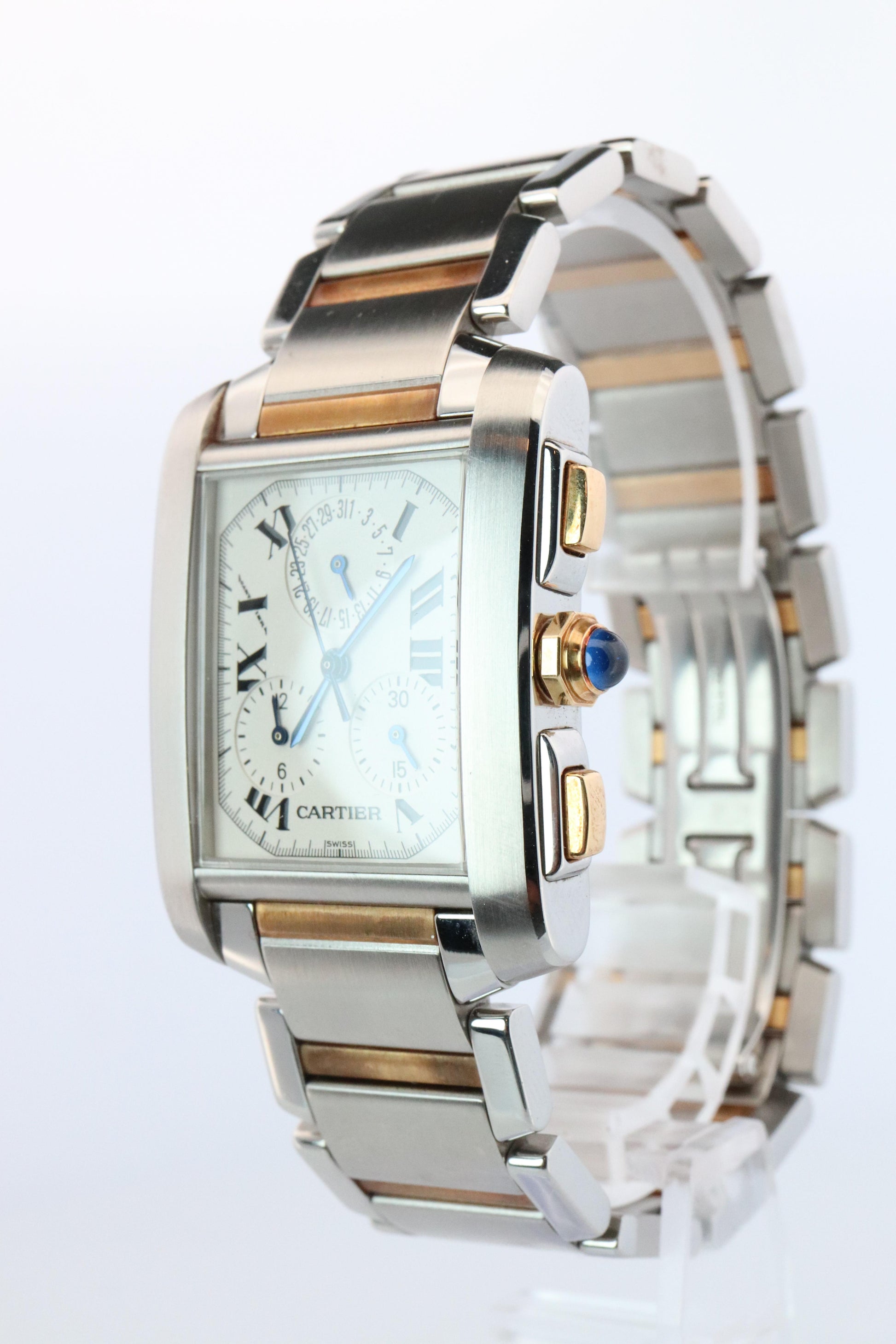 Vintage Cartier Tank Francaise Chronoflex Watch. Cartier 2303 Stainless Steel