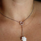 Chanel Camelia Necklace. Genuine CHANEL 18k 750 Camelia Chalcedony Drop Pendant.