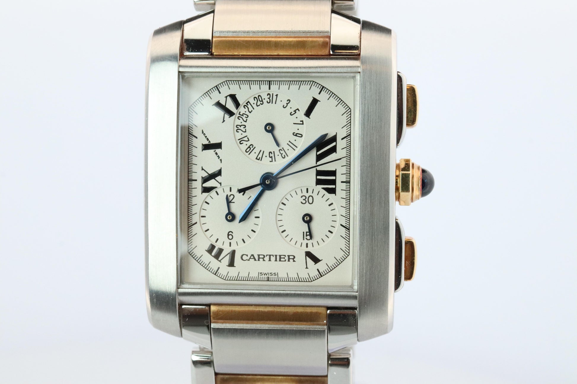 Vintage Cartier Tank Francaise Chronoflex Watch. Cartier 2303 Stainless Steel