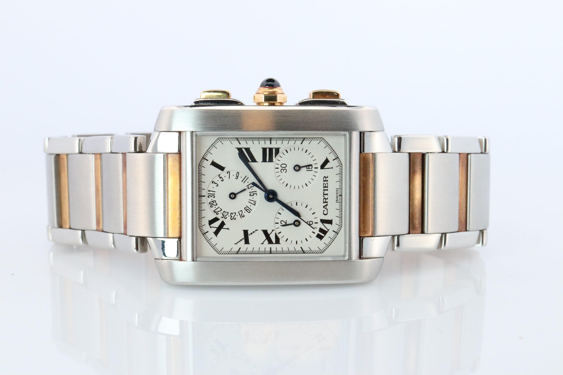 Vintage Cartier Tank Francaise Chronoflex Watch. Cartier 2303 Stainless Steel