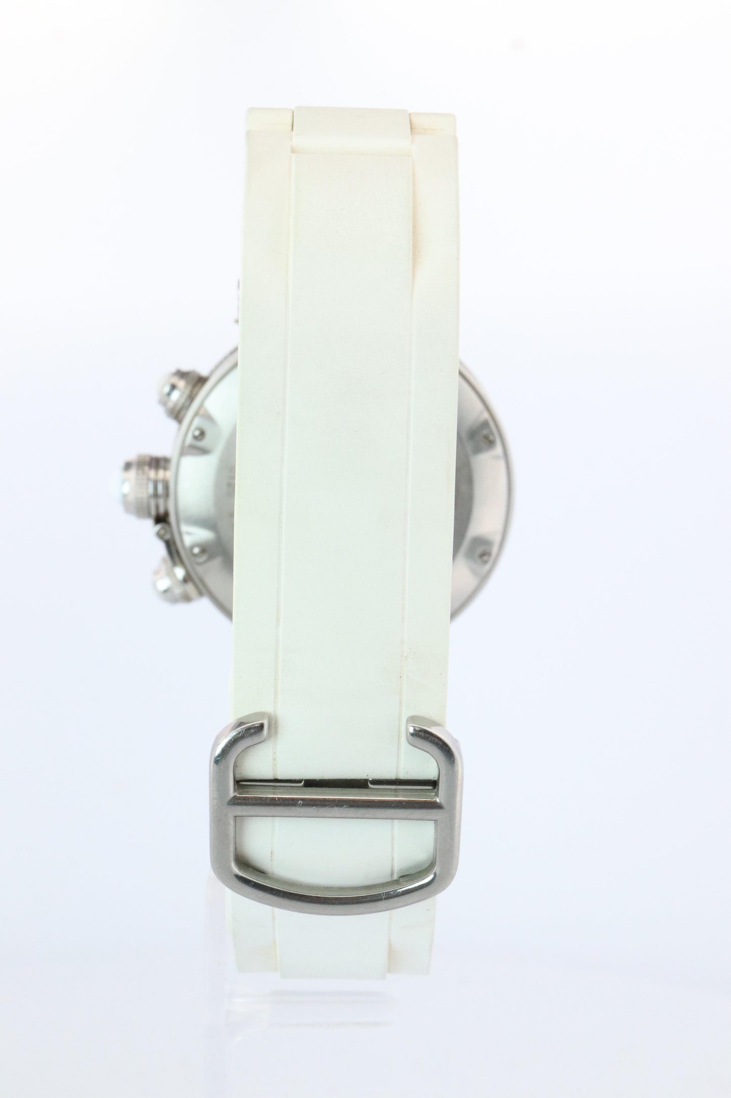 Vintage Cartier PASHA 38mm 3129 Chronograph. Rare White Dial W3140004.