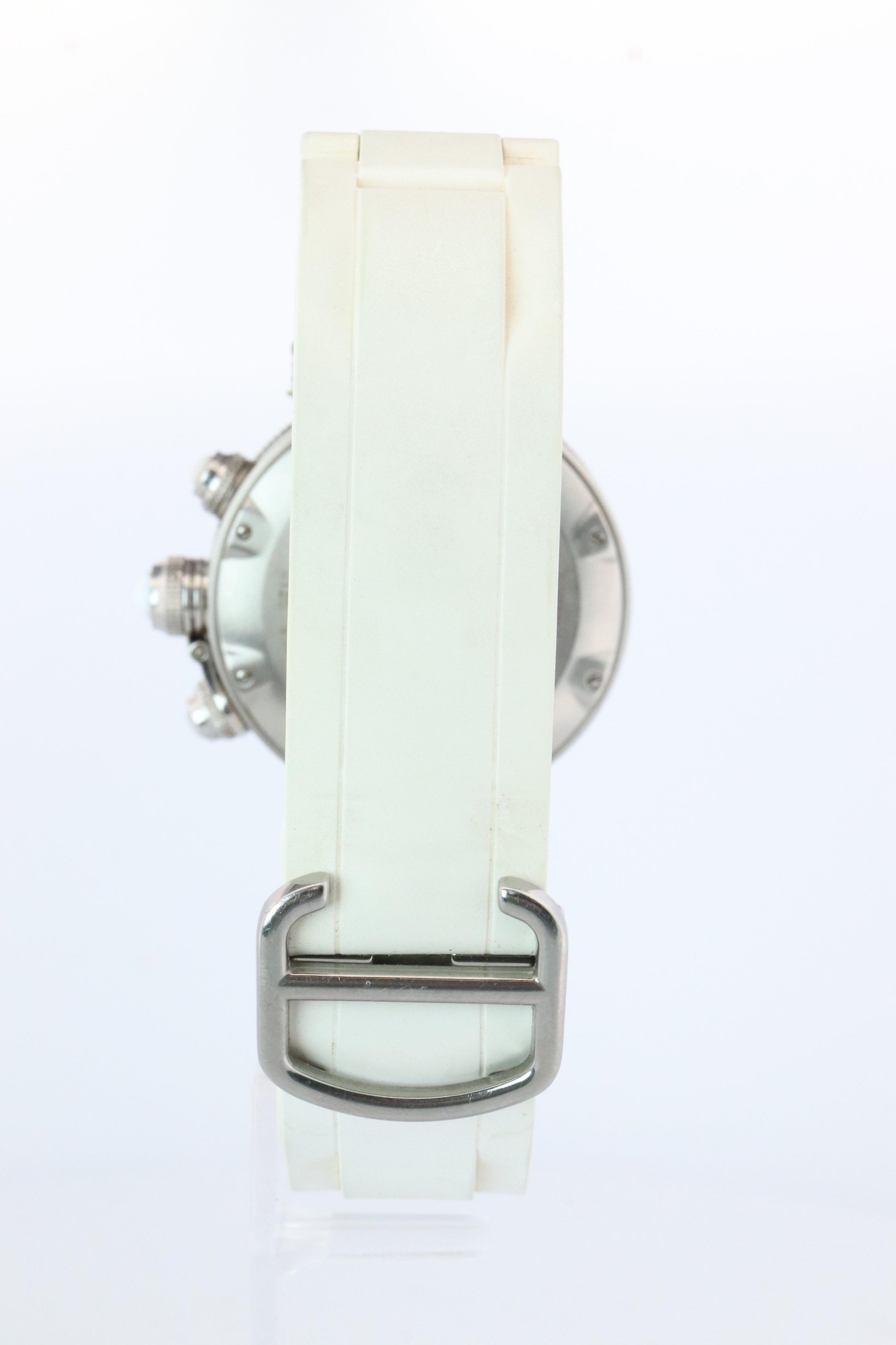 Vintage Cartier PASHA 38mm 3129 Chronograph. Rare White Dial W3140004.