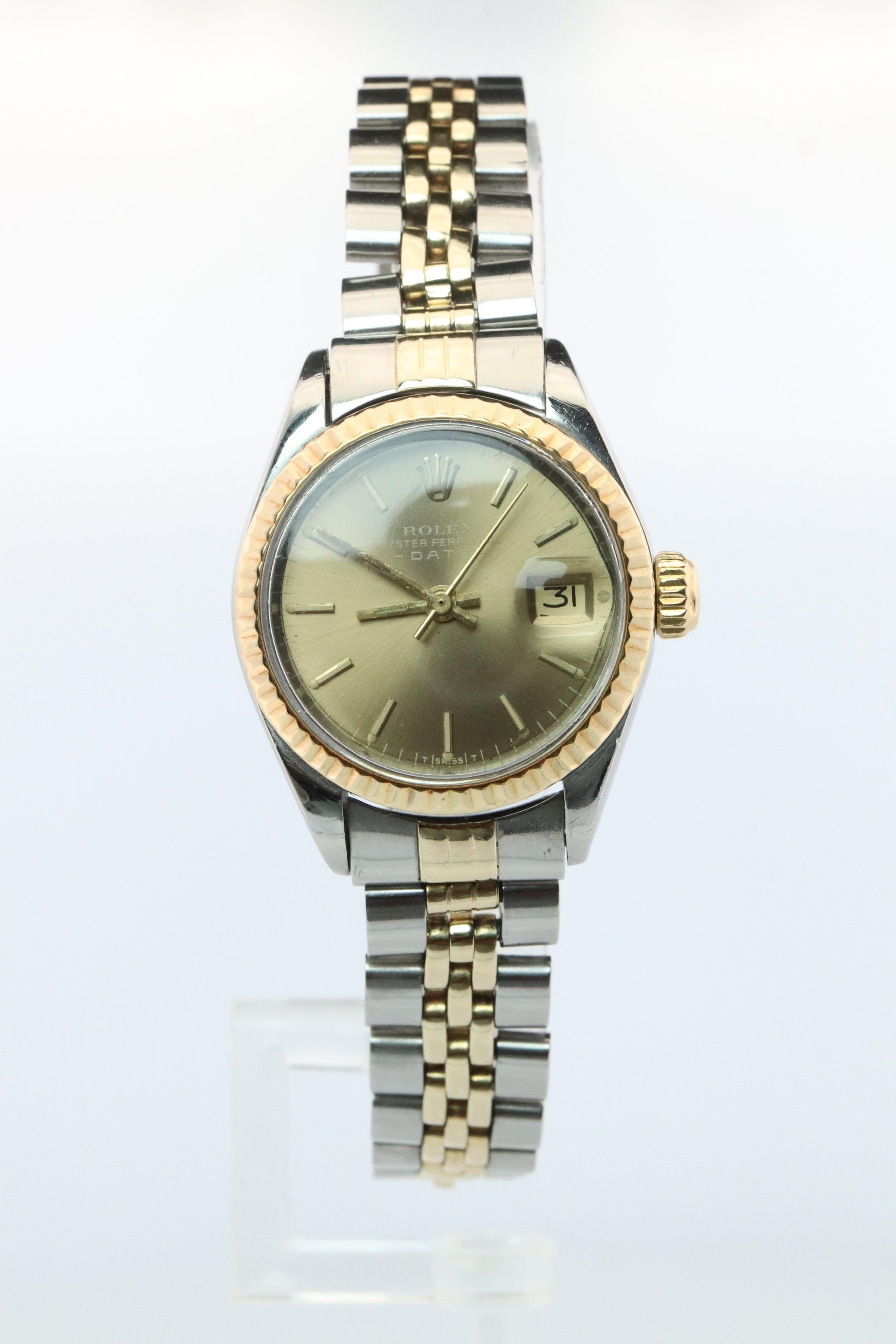 Genuine Rolex 6917 Oyster Perpetual Date Watch. Ladies ROLEX 14k Multi tone