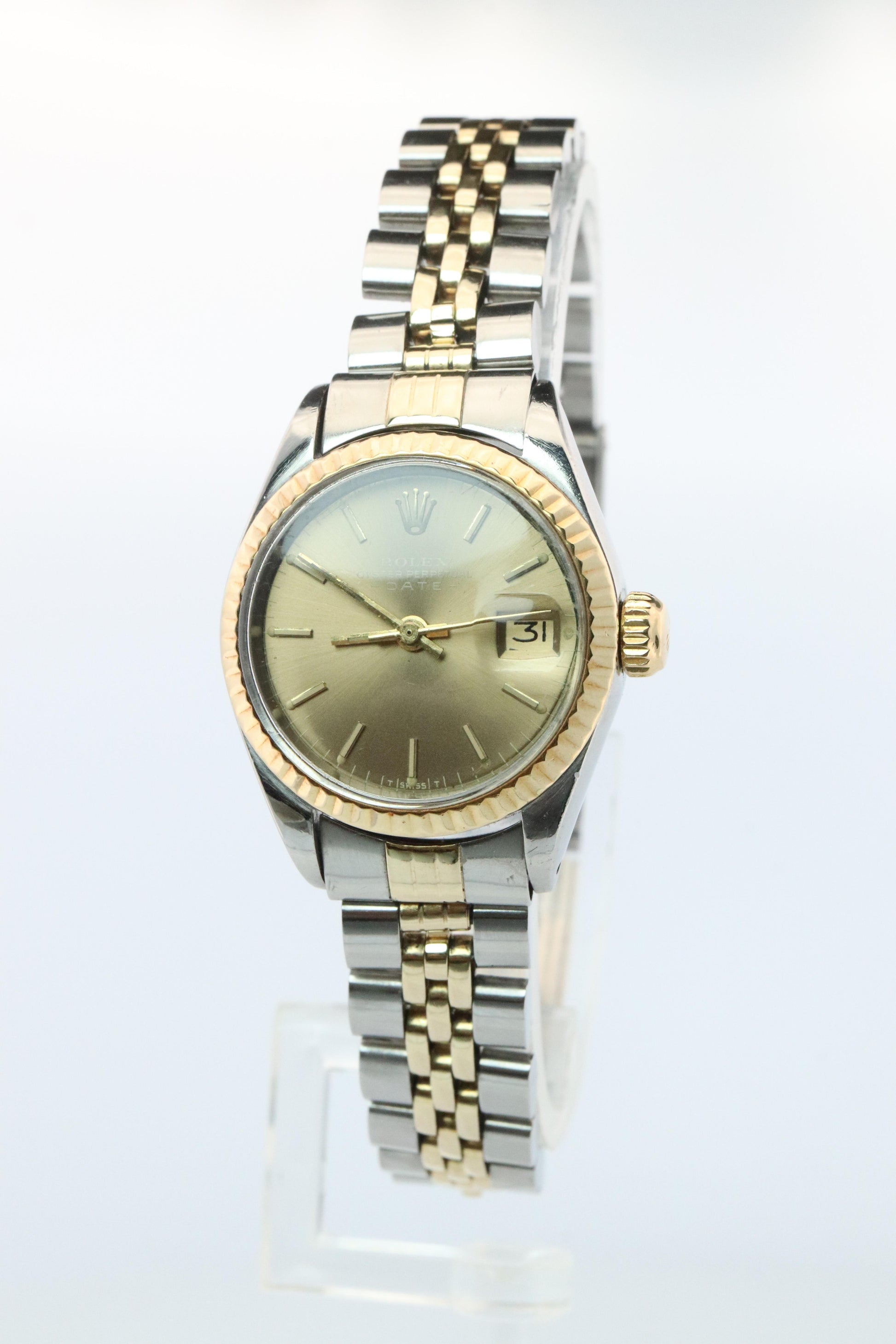 Genuine Rolex 6917 Oyster Perpetual Date Watch. Ladies ROLEX 14k Multi tone