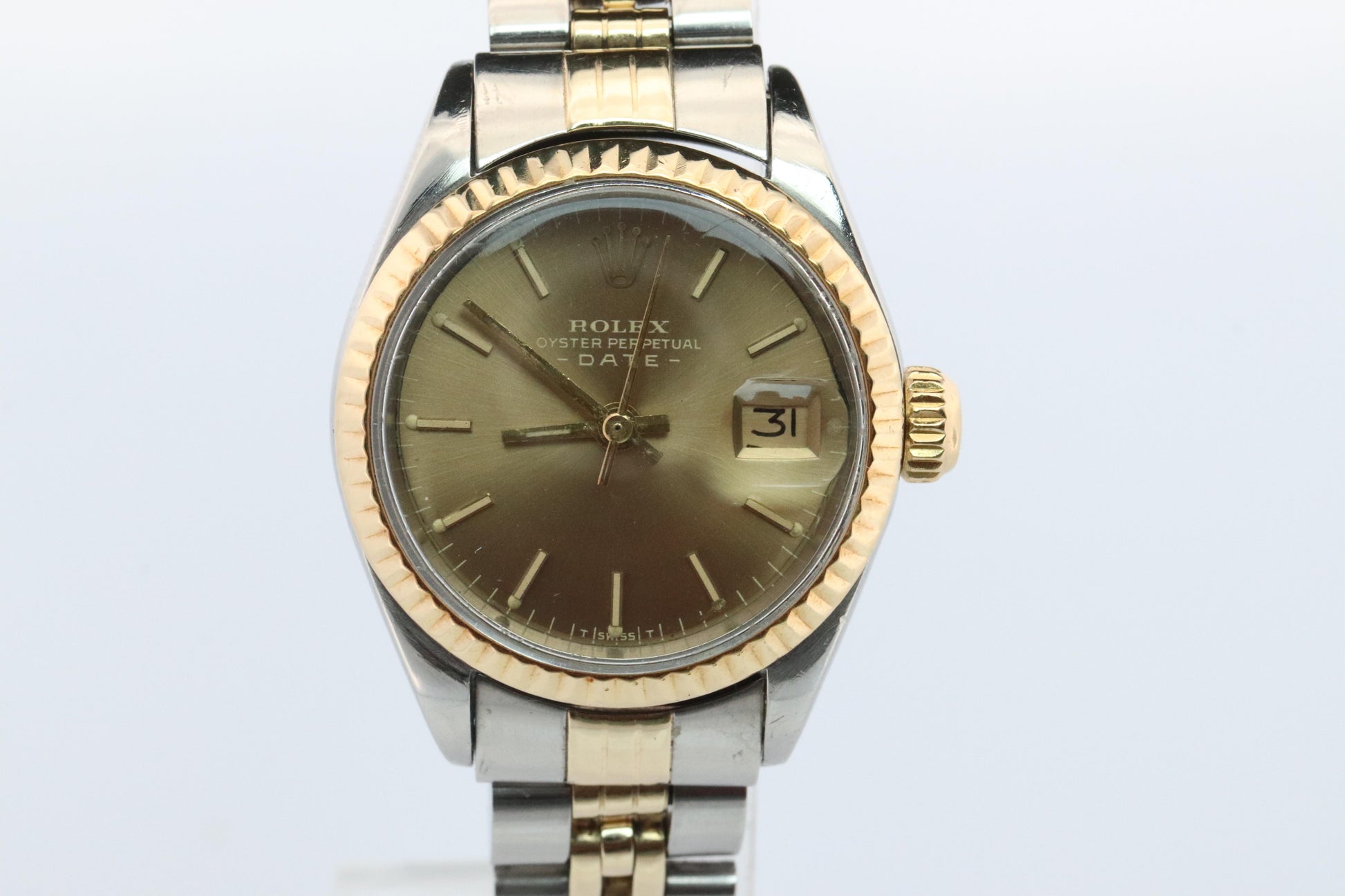 Genuine Rolex 6917 Oyster Perpetual Date Watch. Ladies ROLEX 14k Multi tone