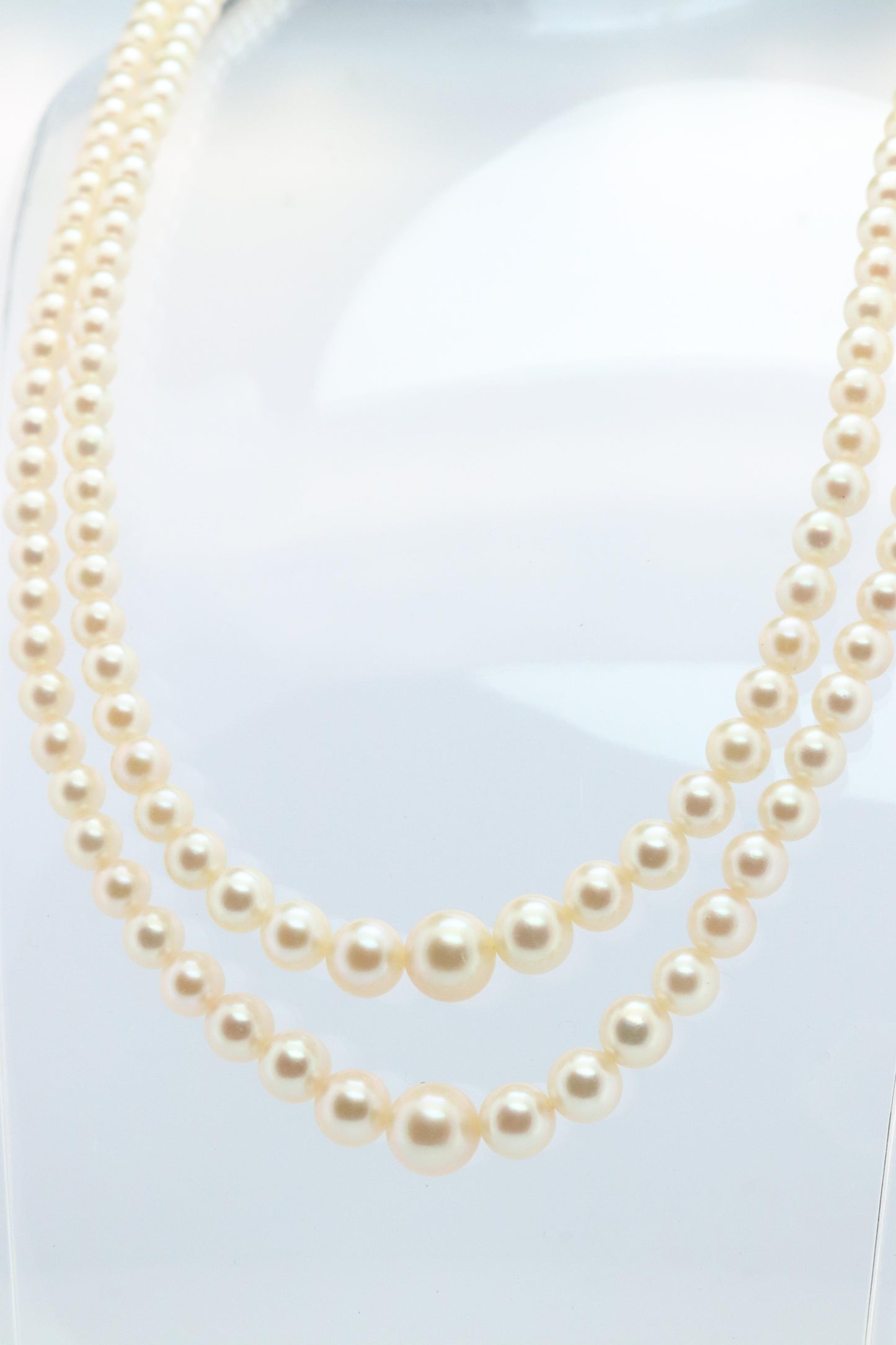 Mikimoto Necklace. Vintage 18k Gold Mikimoto Pearl Double Strand Necklace.