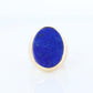 14k Gold Large Oval Lapis Lazuli ring. Unique Lapis Bezel set Signet ring.