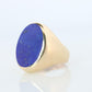 14k Gold Large Oval Lapis Lazuli ring. Unique Lapis Bezel set Signet ring.