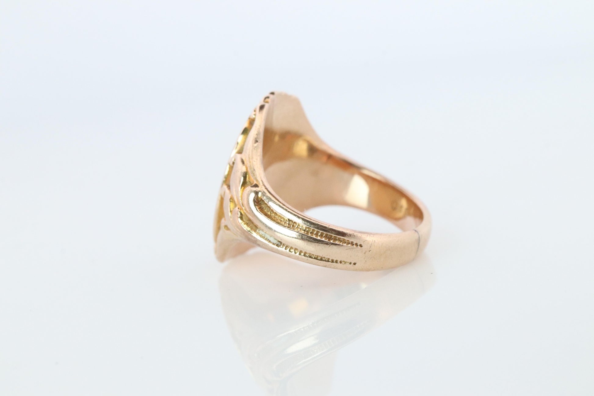 Otsby Barton Signet Ring. 10k Yellow Gold Engraved Initials. OB Art Deco 1920s