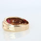 14k Triple Ruby TANK Diamond signet ring. 1930s Art Deco Diamond Ruby Band