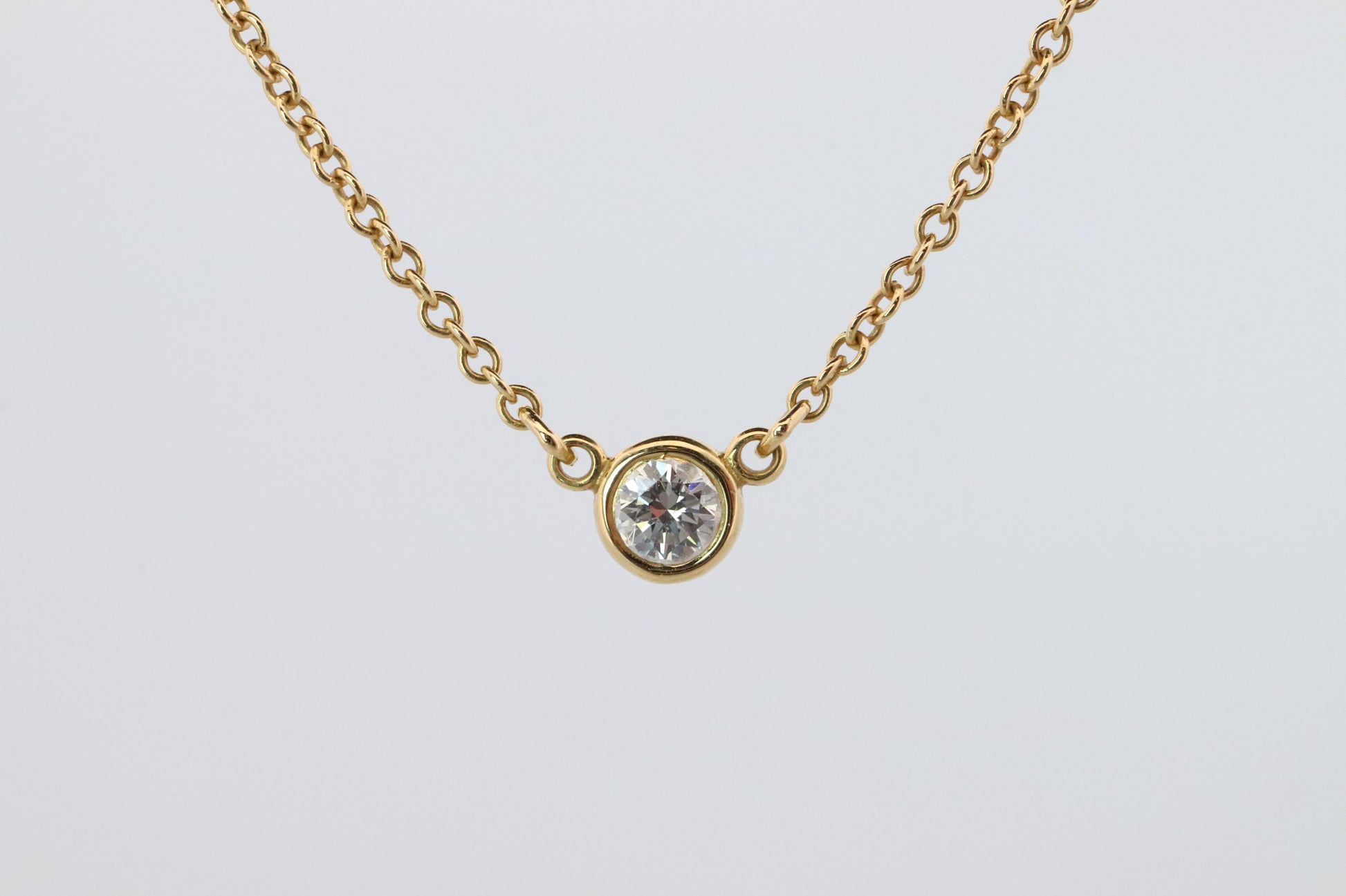 Vintage Tiffany Co Necklace Elsa Peretti Diamond by the Yard 0.10ct Solitaire 1P