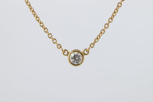 Vintage Tiffany Co Necklace Elsa Peretti Diamond by the Yard 0.10ct Solitaire 1P
