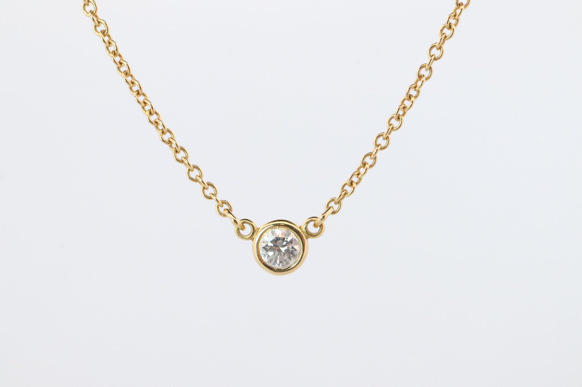 Vintage Tiffany Co Necklace Elsa Peretti Diamond by the Yard 0.10ct Solitaire 1P