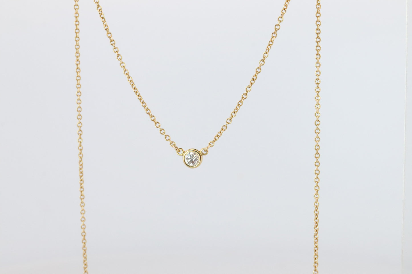 Vintage Tiffany Co Necklace Elsa Peretti Diamond by the Yard 0.10ct Solitaire 1P