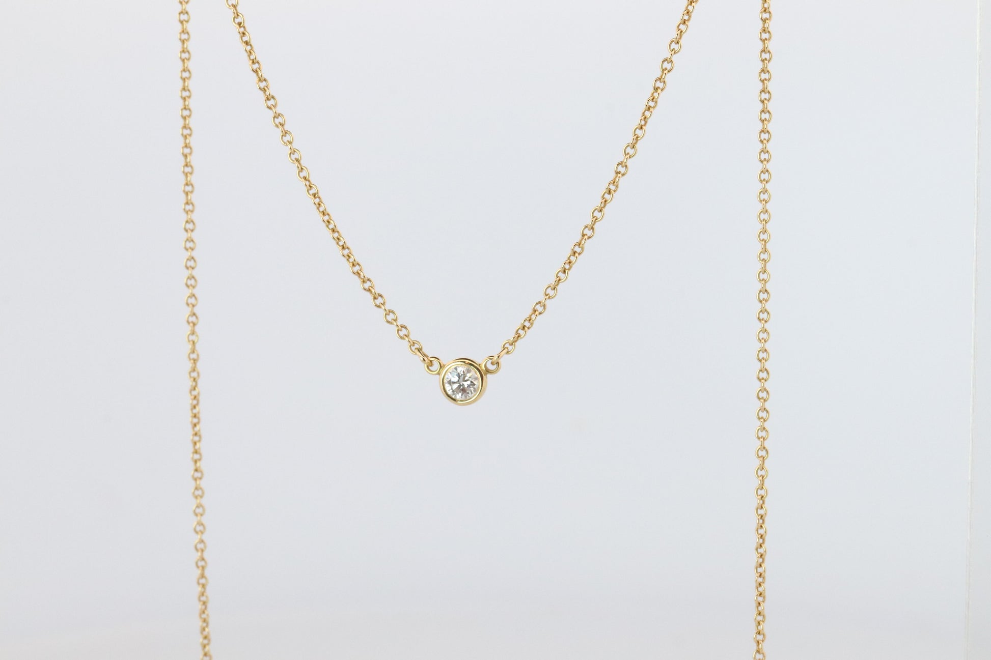 Vintage Tiffany Co Necklace Elsa Peretti Diamond by the Yard 0.10ct Solitaire 1P