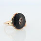 10k ONYX Diamond ring. Onyx 10k yellow gold ring. Vintage Victorian Onyx