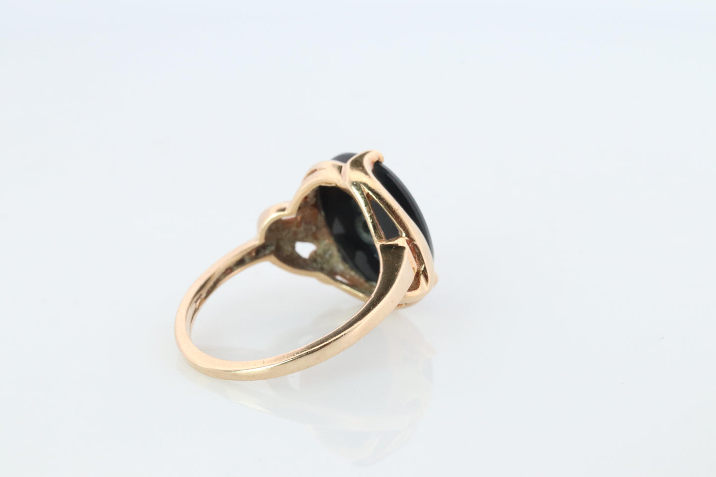 10k ONYX Diamond ring. Onyx 10k yellow gold ring. Vintage Victorian Onyx