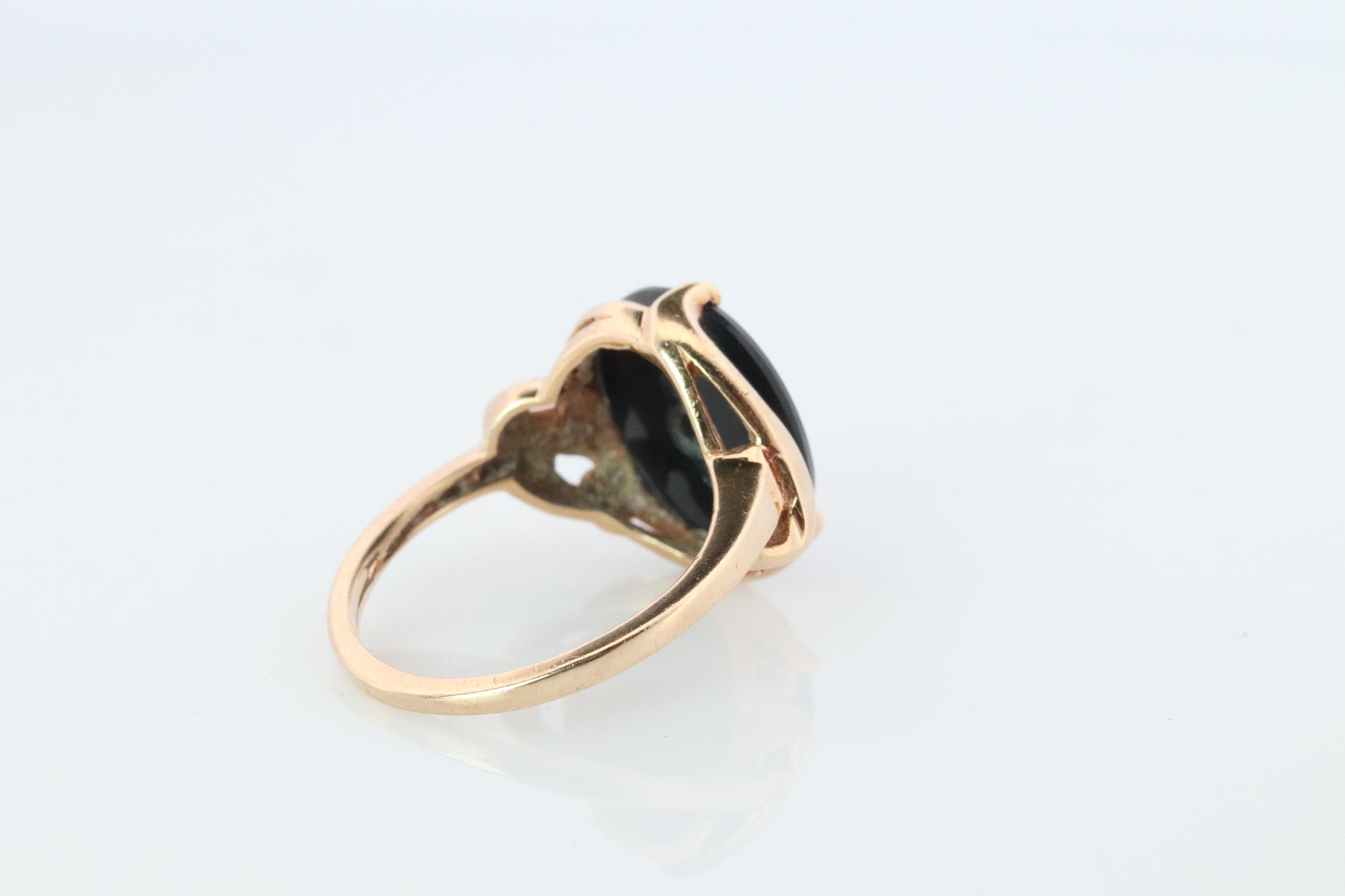 10k ONYX Diamond ring. Onyx 10k yellow gold ring. Vintage Victorian Onyx