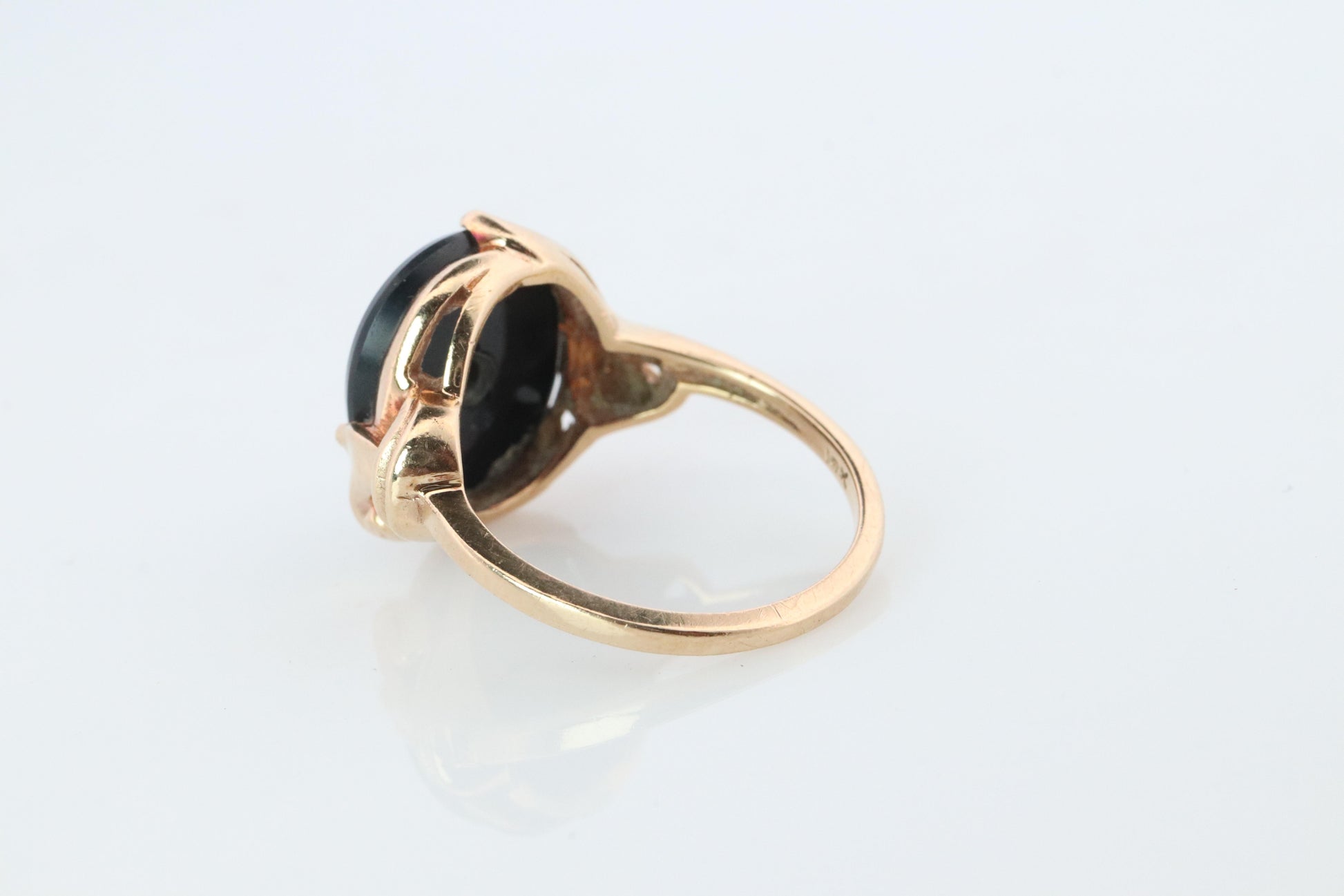 10k ONYX Diamond ring. Onyx 10k yellow gold ring. Vintage Victorian Onyx