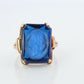 10k Sapphire Intaglio face ring. Vintage Sapphire Carved Face ring